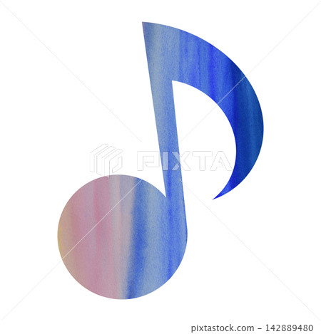 Beautiful watercolor illustration of an eighth note image Beautiful watercolor illustration of an eighth note image 142889480