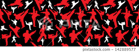 Cool Seamless Texture Pattern MMA, karate for print on t-shirts, rashguard. Vector, EPS. 142889577