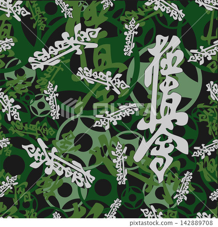 Seamless Texture Pattern. Kyokushinkai karate. Martial art creative simbol design. Vector, EPS. Seamless Texture Pattern. Kyokushinkai karate. Martial art creative simbol design. Vector, EPS. 142889708