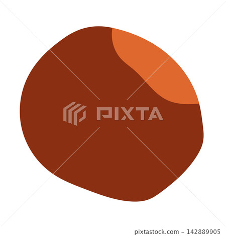 Simple brown chestnut kernel vector with bright cap accent. Perfect for autumn harvest graphics, culinary illustrations, and autumn nature patterns Simple brown chestnut kernel vector with bright cap accent. Perfect for autumn harvest graphics, culinary illustrations, and autumn nature patterns 142889905
