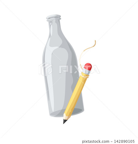 Illustration of pencil and bottle Illustration of pencil and bottle 142890105