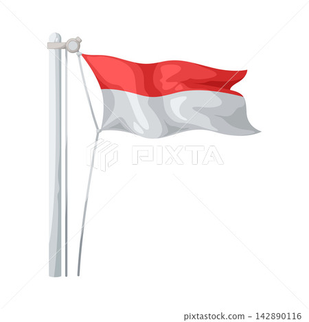 Illustration of Waving Indonesian Flag Illustration of Waving Indonesian Flag 142890116