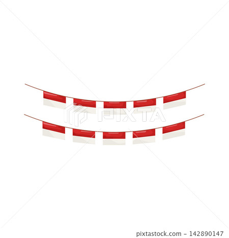 Illustration of Red and White Flag Decoration Illustration of Red and White Flag Decoration 142890147