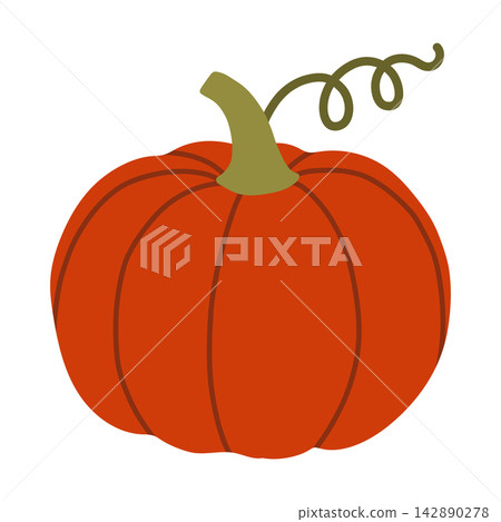 Vibrant orange pumpkin vector isolated on white. Perfect for autumn harvest graphics, Thanksgiving designs, Halloween decor, and seasonal fall marketing backgrounds Vibrant orange pumpkin vector isolated on white. Perfect for autumn harvest graphics, Thanksgiving designs, Halloween decor, and seasonal fall marketing backgrounds 142890278