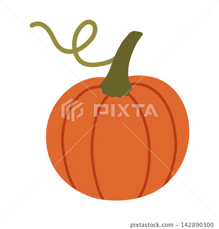 Rich orange red autumn pumpkin vector illustration isolated on white background. Perfect for Thanksgiving dinner cards, Halloween celebration posters, and fall harvest marketing Rich orange red autumn pumpkin vector illustration isolated on white background. Perfect for Thanksgiving dinner cards, Halloween celebration posters, and fall harvest marketing 142890300