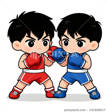 BOXING young fighter, graphic style, traditional color dress, in fighting pose. BOXING young fighter, graphic style, traditional color dress, in fighting pose. 142890637