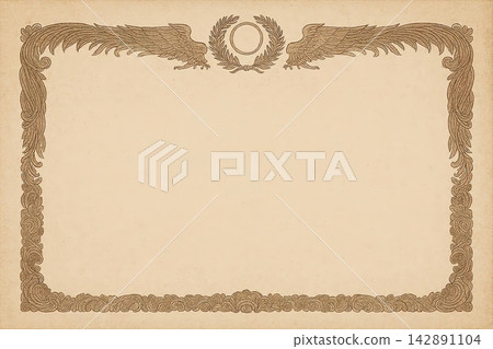 Certificate dan grade diplom karate. Old vintage paper with frame texture background art design. Certificate dan grade diplom karate. Old vintage paper with frame texture background art design. 142891104