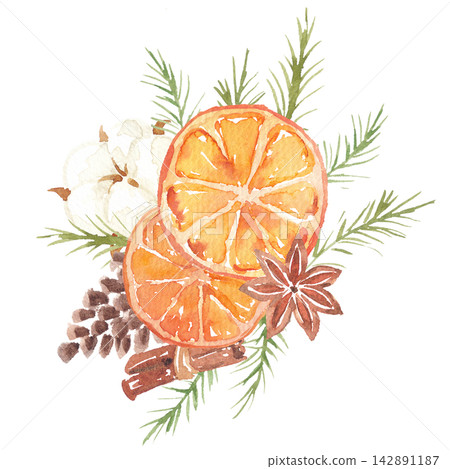 Watercolor christmas illustration Watercolor christmas illustration 142891187