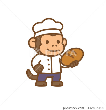 A cute monkey as a baker Cartoon Illustration A cute monkey as a baker Cartoon Illustration 142892448