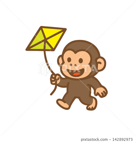 Cute monkey flying a kite Cartoon Illustration Cute monkey flying a kite Cartoon Illustration 142892973