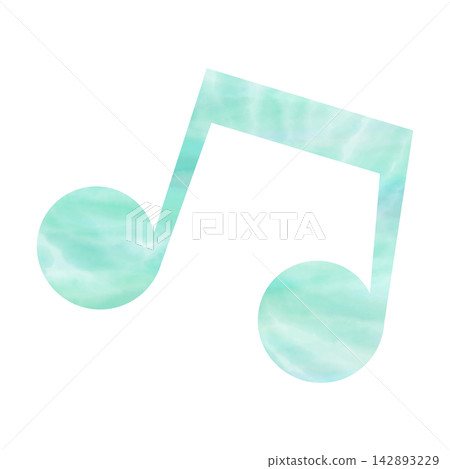 An illustration of a musical note icon with a beautiful watercolor pattern. An illustration of a musical note icon with a beautiful watercolor pattern. 142893229