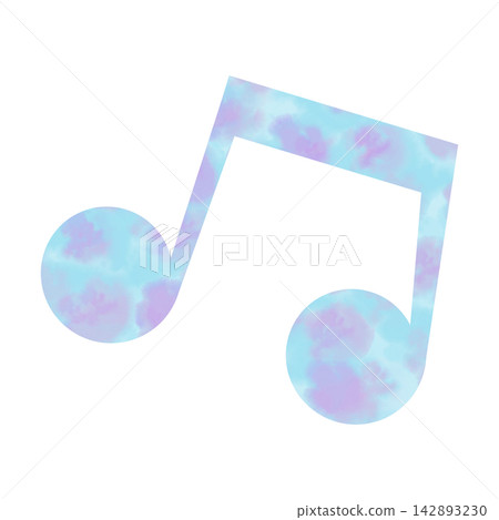 An illustration of a musical note icon with a beautiful watercolor pattern. An illustration of a musical note icon with a beautiful watercolor pattern. 142893230