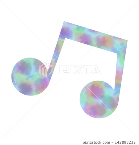 An illustration of a musical note icon with a beautiful watercolor pattern. An illustration of a musical note icon with a beautiful watercolor pattern. 142893232