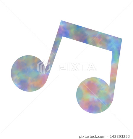 An illustration of a musical note icon with a beautiful watercolor pattern. An illustration of a musical note icon with a beautiful watercolor pattern. 142893233