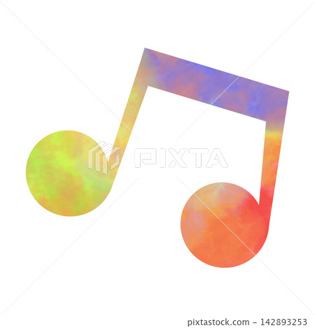 An illustration of a musical note icon with a beautiful watercolor pattern. An illustration of a musical note icon with a beautiful watercolor pattern. 142893253