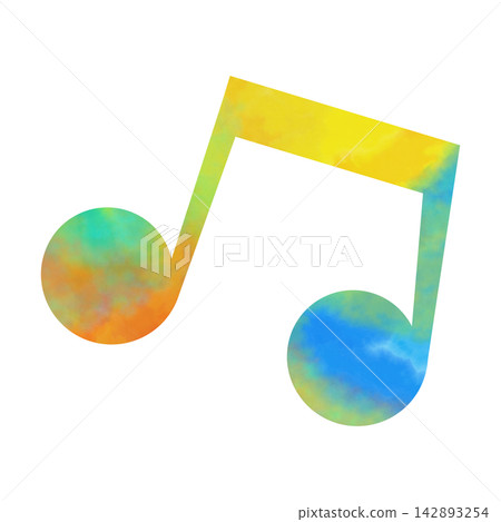 An illustration of a musical note icon with a beautiful watercolor pattern. An illustration of a musical note icon with a beautiful watercolor pattern. 142893254