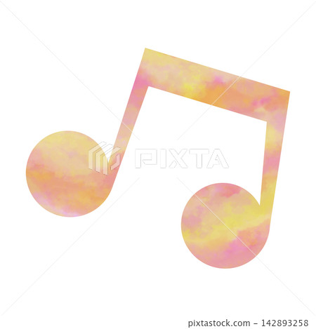 An illustration of a musical note icon with a beautiful watercolor pattern. An illustration of a musical note icon with a beautiful watercolor pattern. 142893258