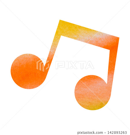 An illustration of a musical note icon with a beautiful watercolor pattern. An illustration of a musical note icon with a beautiful watercolor pattern. 142893263