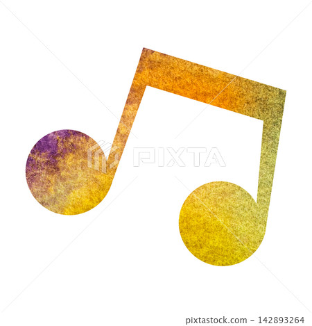 An illustration of a musical note icon with a beautiful watercolor pattern. An illustration of a musical note icon with a beautiful watercolor pattern. 142893264