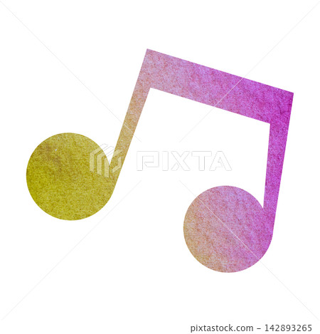 An illustration of a musical note icon with a beautiful watercolor pattern. An illustration of a musical note icon with a beautiful watercolor pattern. 142893265