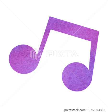 An illustration of a musical note icon with a beautiful watercolor pattern. 142893316