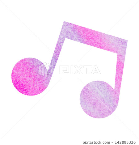 An illustration of a musical note icon with a beautiful watercolor pattern. An illustration of a musical note icon with a beautiful watercolor pattern. 142893326