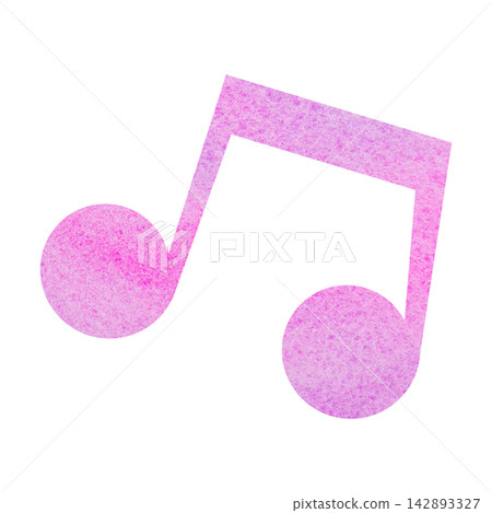 An illustration of a musical note icon with a beautiful watercolor pattern. 142893327