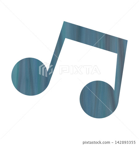 An illustration of a musical note icon with a beautiful watercolor pattern. 142893355