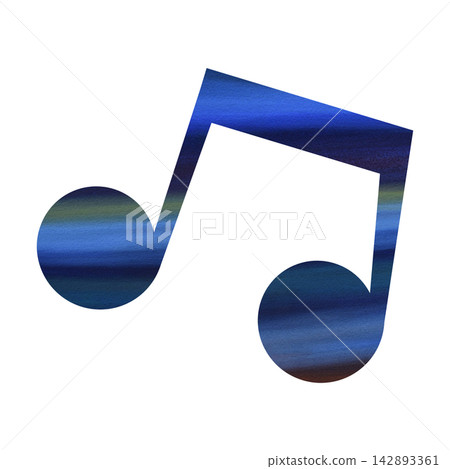 An illustration of a musical note icon with a beautiful watercolor pattern. An illustration of a musical note icon with a beautiful watercolor pattern. 142893361