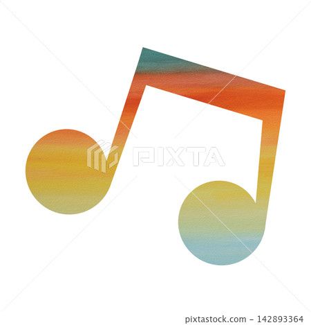 An illustration of a musical note icon with a beautiful watercolor pattern. An illustration of a musical note icon with a beautiful watercolor pattern. 142893364