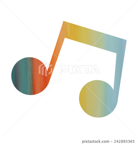 An illustration of a musical note icon with a beautiful watercolor pattern. An illustration of a musical note icon with a beautiful watercolor pattern. 142893365