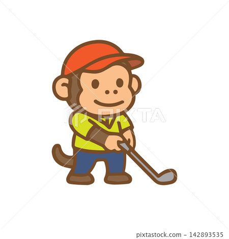 A cute monkey as a golfer Cartoon Illustration A cute monkey as a golfer Cartoon Illustration 142893535