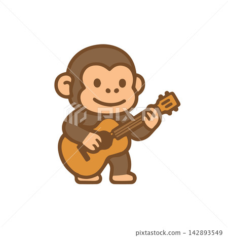 Cute monkey playing guitar Cartoon Illustration Cute monkey playing guitar Cartoon Illustration 142893549