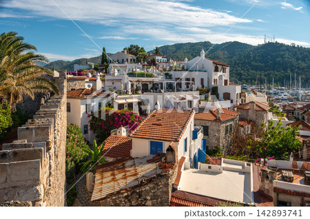Scenic view of old town stone houses in Marmaris Turkey Scenic view of old town stone houses in Marmaris Turkey 142893741