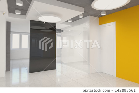 empty room, interior visualization, 3D illustration empty room, interior visualization, 3D illustration 142895561