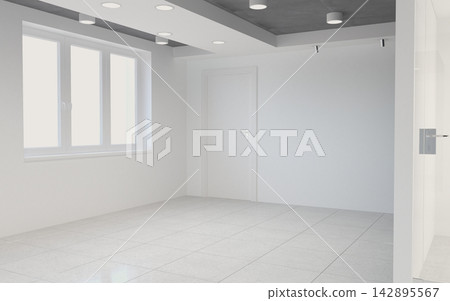 empty room, interior visualization, 3D illustration empty room, interior visualization, 3D illustration 142895567