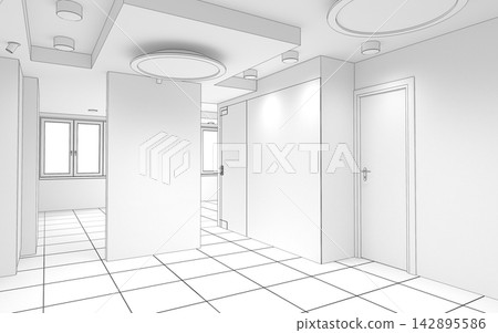 empty room, interior visualization, 3D illustration empty room, interior visualization, 3D illustration 142895586