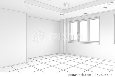 empty room, interior visualization, 3D illustration empty room, interior visualization, 3D illustration 142895588