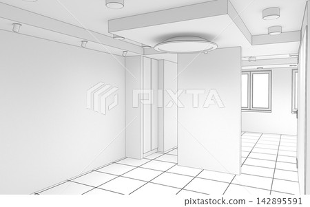 empty room, interior visualization, 3D illustration 142895591