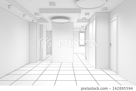 empty room, interior visualization, 3D illustration empty room, interior visualization, 3D illustration 142895594