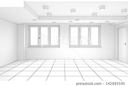 empty room, interior visualization, 3D illustration empty room, interior visualization, 3D illustration 142895595