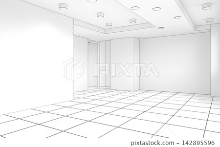 empty room, interior visualization, 3D illustration empty room, interior visualization, 3D illustration 142895596