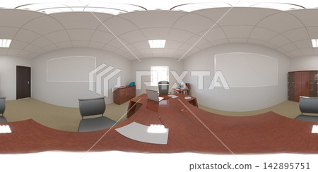 spherical panorama of the interior, 3D illustration spherical panorama of the interior, 3D illustration 142895751