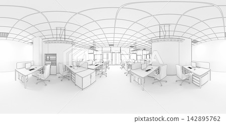 spherical panorama of the interior, 3D illustration spherical panorama of the interior, 3D illustration 142895762