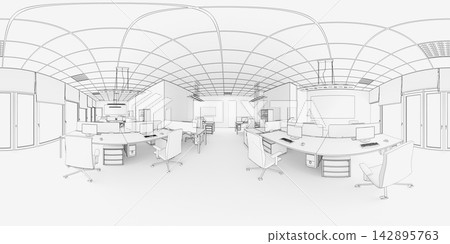 spherical panorama of the interior, 3D illustration 142895763