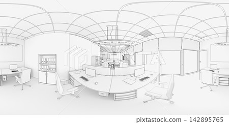 spherical panorama of the interior, 3D illustration spherical panorama of the interior, 3D illustration 142895765