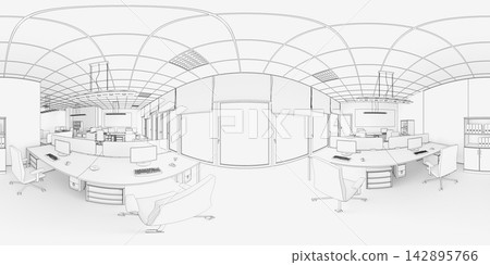 spherical panorama of the interior, 3D illustration 142895766