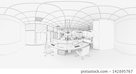 spherical panorama of the interior, 3D illustration spherical panorama of the interior, 3D illustration 142895767