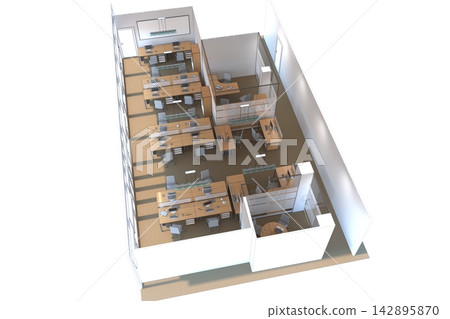 office, interior visualization, 3D illustration office, interior visualization, 3D illustration 142895870