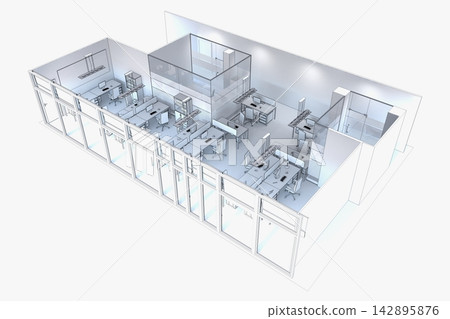 office, interior visualization, 3D illustration office, interior visualization, 3D illustration 142895876